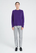 ZAYA 7 Pull col rond à manches raglans en cachemire 6 fils violet