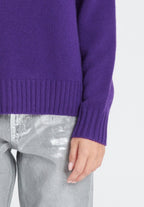 ZAYA 7 Pull col rond à manches raglans en cachemire 6 fils violet