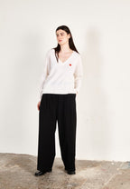 Pull col V cachemire écru femme - HANA 1