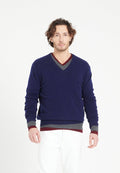 Pull col V homme en cachemire bleu nuit - LUKE 1
