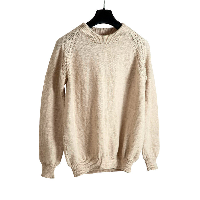 Pullover  Round  Neck  -Ivory   |  For Men |  100% Organic Wool - Mojopanda Organic  Store