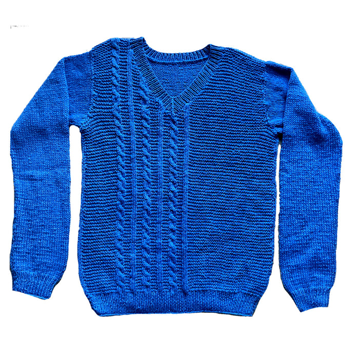 Pullover  V Neck   - Mid Blue   |  For  Men  |  100% Organic Wool - Mojopanda Organic  Store