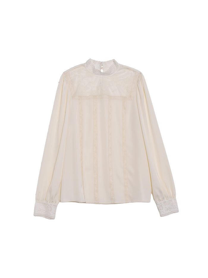 Raya Stand Collar Embroidery Blouse