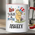 Red White & Proud Winnie-the-Pooh Personalized Mug, 1926 A.A. Milne 4th of July Patriotic Gift with Custom Name Personalized Ceramic Mug OrnamentallyYou White - Red Customized