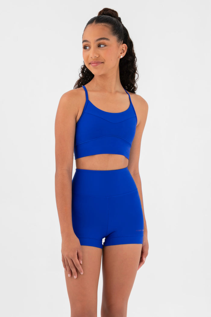 Revamp Long-Line Crop Top In Cobalt Blue - Front View