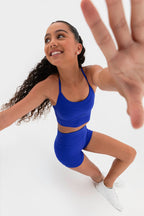 Revamp Long-Line Crop Top In Cobalt Blue - Detail