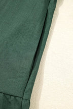 Contrast Ricrac Trim Button V-Neck Knotted Bracelet Sleeve Shift Dress - Dresses/Mini Dresses