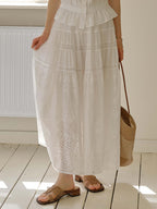 Samara Hollow Lace Embroidered 100% Cotton Skirt