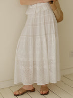 Samara Hollow Lace Embroidered 100% Cotton Skirt