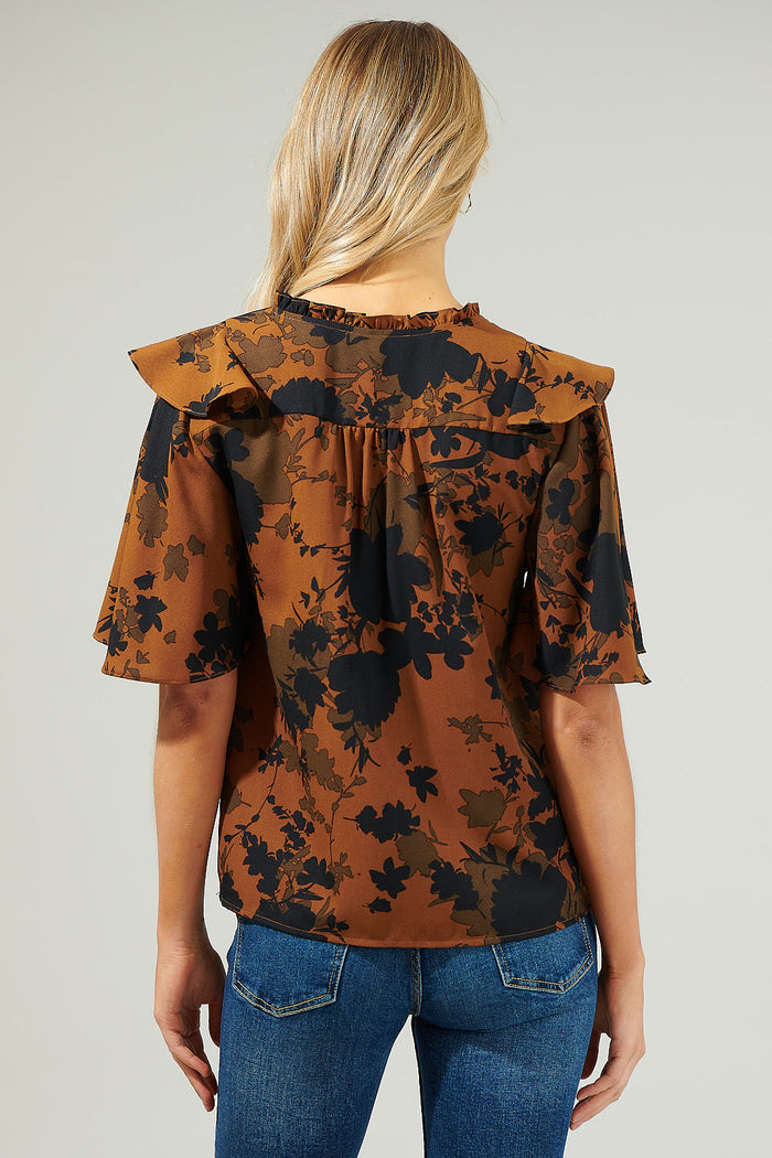 Sandy Floral Ruffle Blouse
