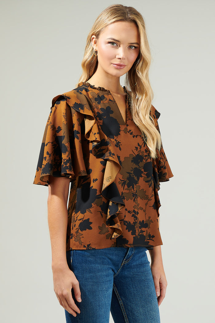 Sandy Floral Ruffle Blouse