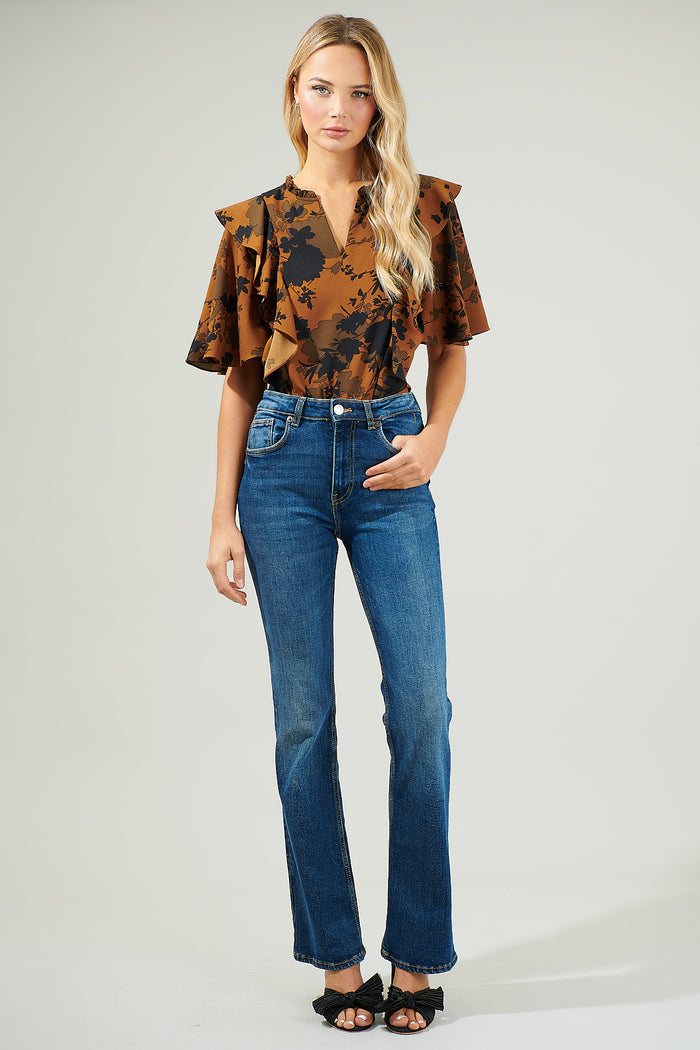Sandy Floral Ruffle Blouse