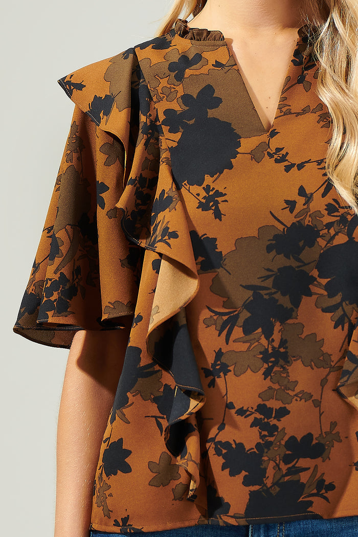 Sandy Floral Ruffle Blouse