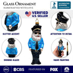 (Pre-Order) Santa the Police Officer Glass Christmas Ornament, Law Enforcement Cop Tree Decor Glass Ornament OrnamentallyYou