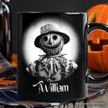 Scarecrow Spooky Portrait Personalized Mug Horror Villain Theme Halloween Gift with Custom Name Personalized Ceramic Mug OrnamentallyYou Black Customized