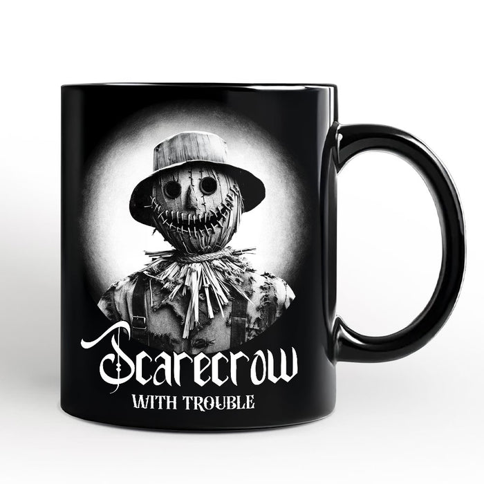 Scarecrow Spooky Portrait Personalized Mug Horror Villain Theme Halloween Gift with Custom Name Personalized Ceramic Mug OrnamentallyYou Black Non-Custom