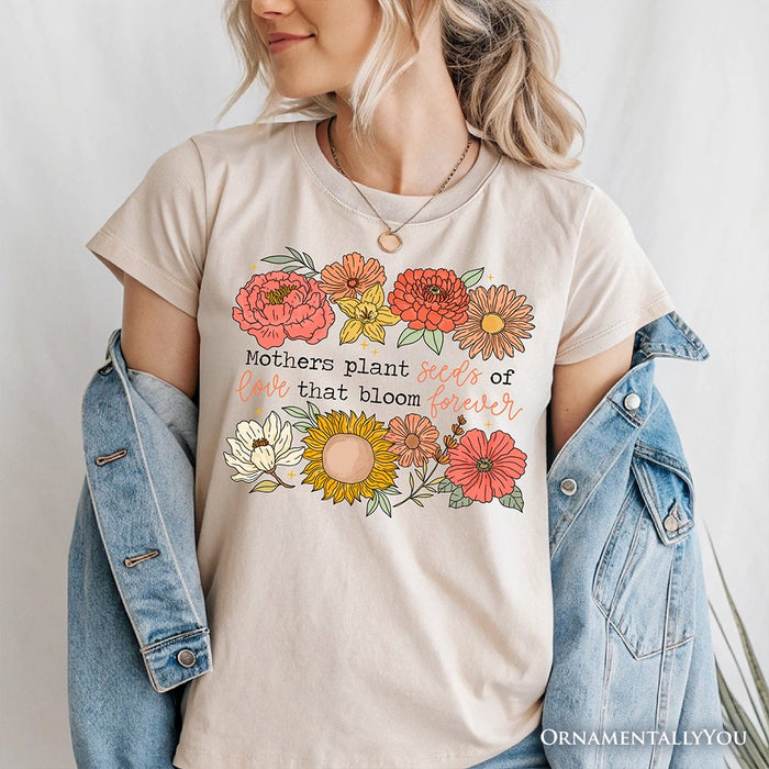 Seeds of Love Mama Floral T-Shirt, White, Natural and Black Retro Tee for Sentimental Mothers T-Shirts OrnamentallyYou