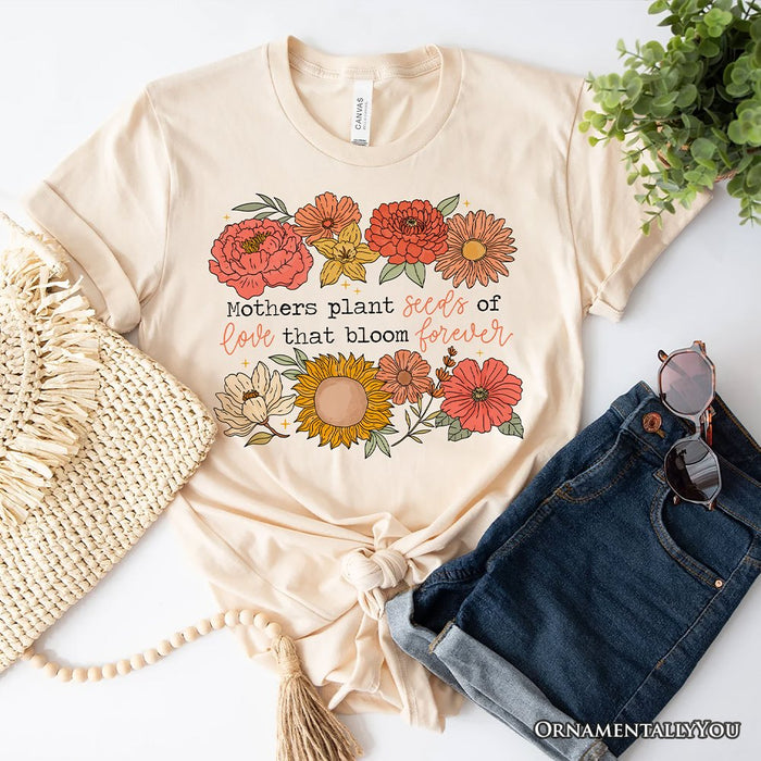 Seeds of Love Mama Floral T-Shirt, White, Natural and Black Retro Tee for Sentimental Mothers T-Shirts OrnamentallyYou Natural XS