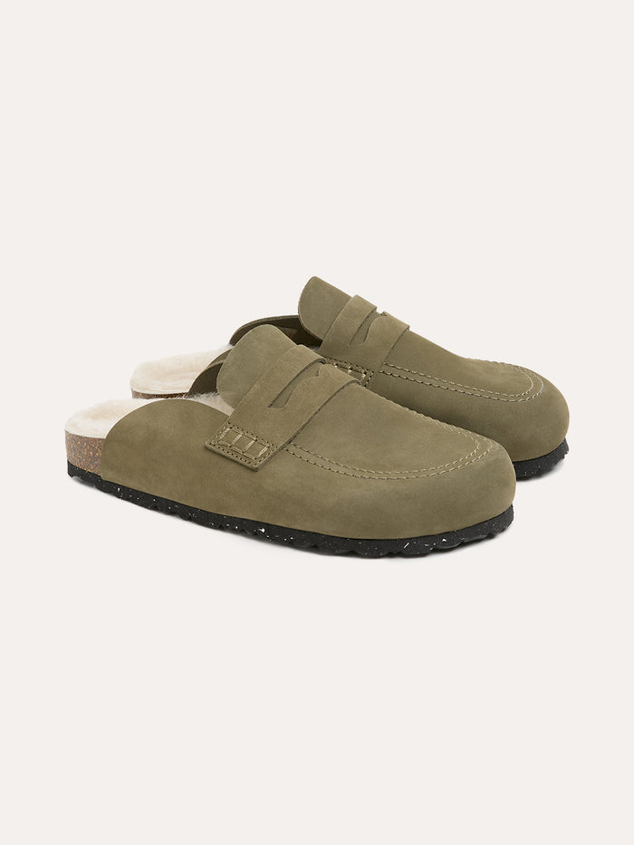 Sheepskin Lined Penny Loafer Clogs