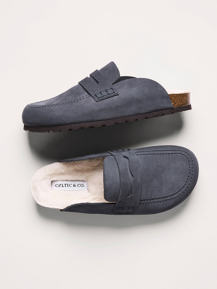 Sheepskin Lined Penny Loafer Clogs