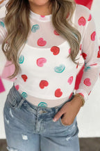 Sheer Mesh Valentine’s Long Sleeve Top