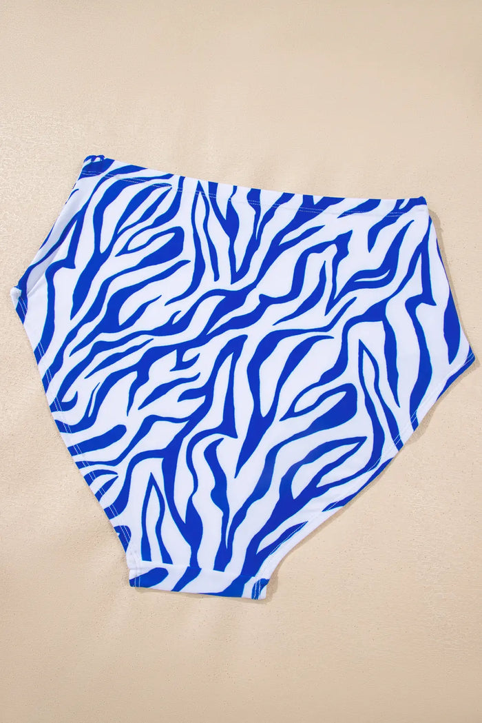 Shell Stitched Trim V-Neck Textured High Waist Bikini