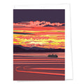 Shimmering Sea - WA Ferry at Sunset Greeting Card - Pine & Moss