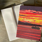 Shimmering Sea - WA Ferry at Sunset Greeting Card - Pine & Moss
