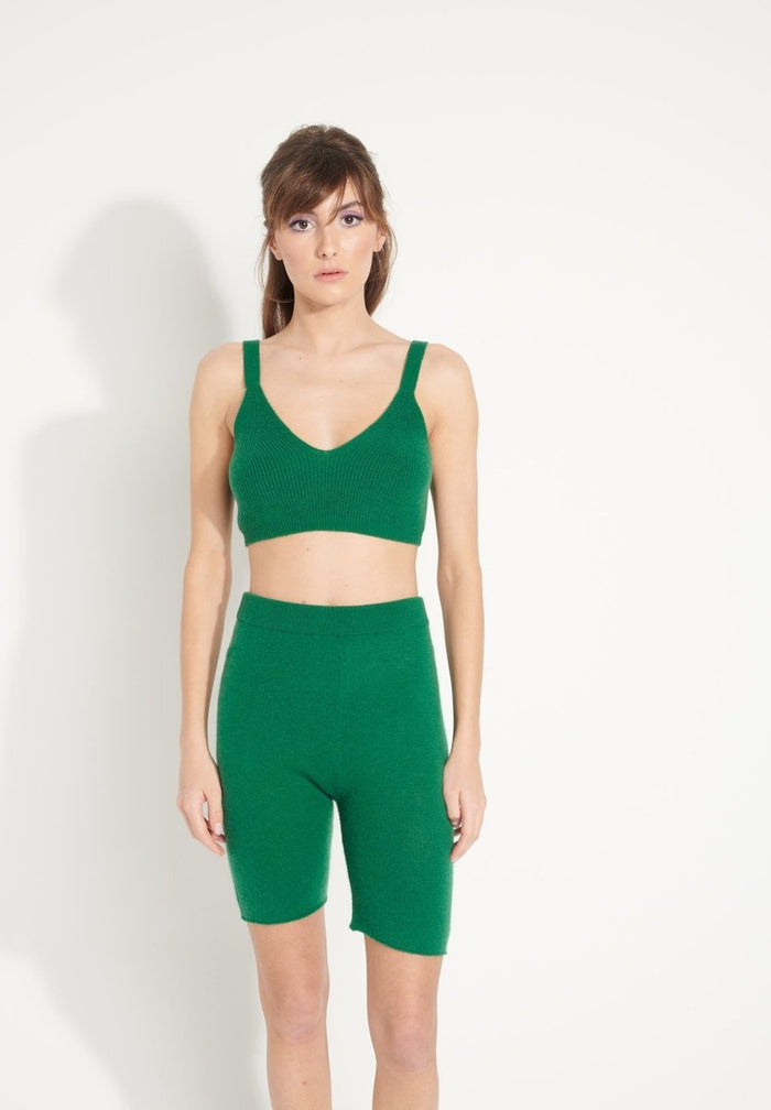 AVA 16 Short cycliste en cachemire déjaugé vert émeraude