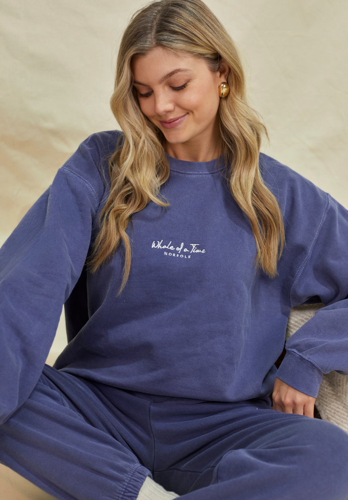Signature Women's Sweatshirt - Stonewashed Navy - Whale Of A Time Clothing