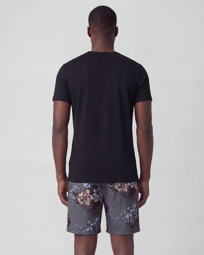 SILUS EXOTIC FLORAL BLACK MENS LOUNGE SHORT