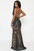 So Lucky - Spaghetti Strap Animal Print Combo Maxi Dress