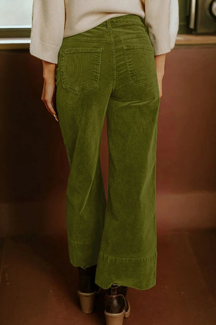 Soft Corduroy High Waist Wide Leg Trousers - Bottoms/Pants & Culotte
