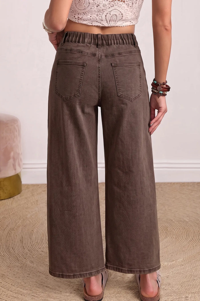 Solid Color Square Patch Pocket Ankle-length Barrel Jeans – Beau Blue