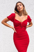 Sophie Mesh Midi - Wine - Runway Goddess