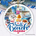 South Beach Artistic Culture Christmas Ornament, Florida Souvenir and Gift Ceramic Ornament OrnamentallyYou Circle