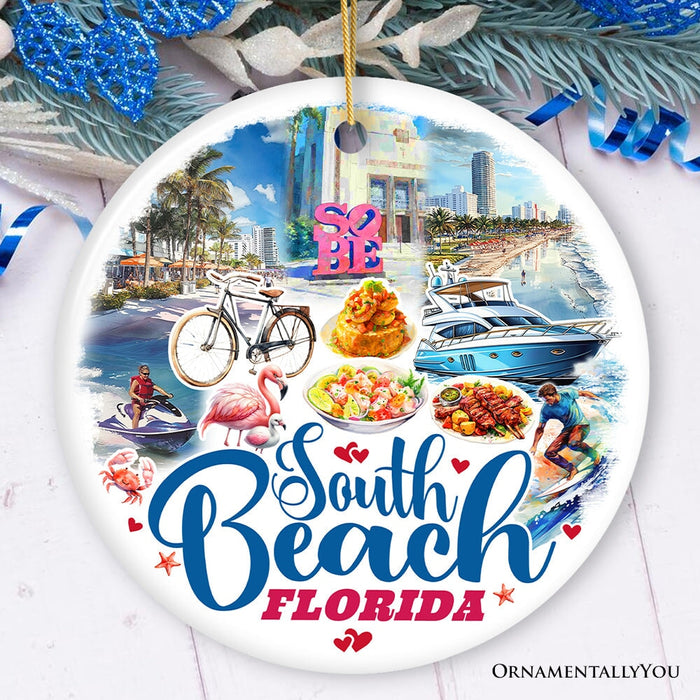 South Beach Artistic Culture Christmas Ornament, Florida Souvenir and Gift Ceramic Ornament OrnamentallyYou Circle
