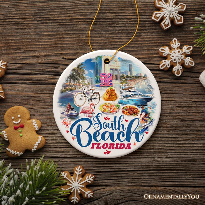 South Beach Artistic Culture Christmas Ornament, Florida Souvenir and Gift Ceramic Ornament OrnamentallyYou
