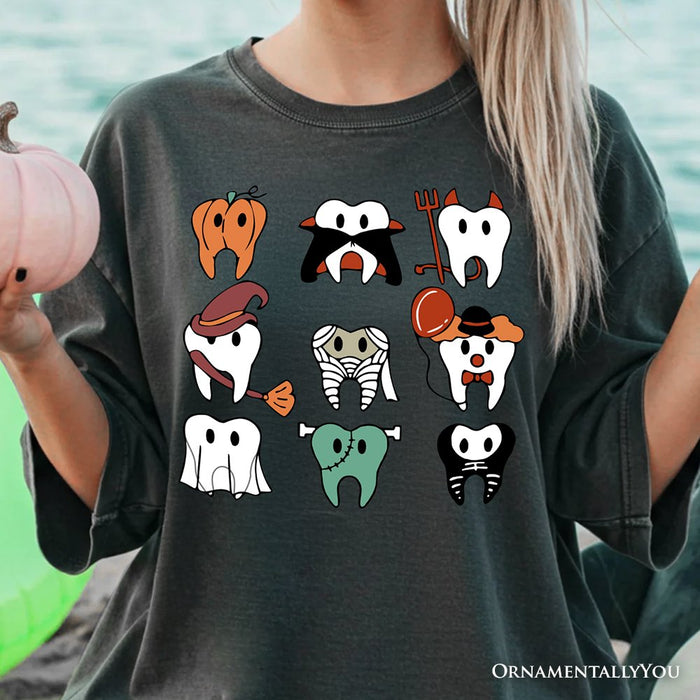 Spooky Halloween Dentist T-Shirt, Teeth Monster Tee for Dental Crew T-Shirts OrnamentallyYou