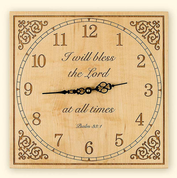 Square Maple Clock with Choice of Inscriptions
