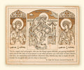 St Isaac the Syrian with Archangels Michael and Gabriel - Laser Engraved Icon