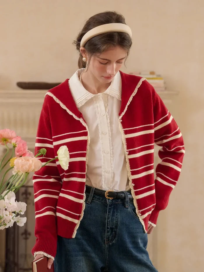 Stormi V-Neck Stripe Cardigan