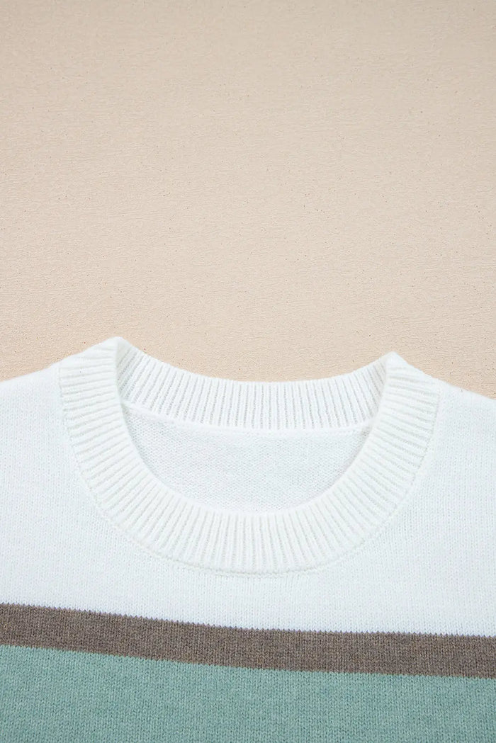 Striped Knit Drop Shoulder Sweater - Sweaters & Cardigans/Sweaters