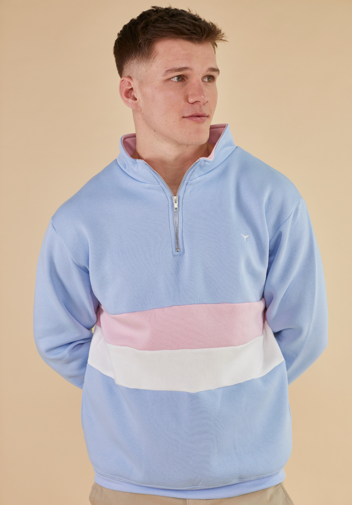 Suffolk Men's Quarter Zip Sweatshirt - Blue - Whale Of A Time Clothing