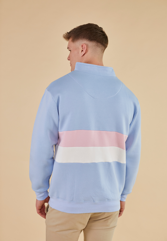 Suffolk Men's Quarter Zip Sweatshirt - Blue - Whale Of A Time Clothing