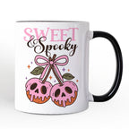 Sweet and Spooky Poison Cherries Halloween Personalized Mug, Coquette Skulls Gift with Custom Name Personalized Ceramic Mug OrnamentallyYou White - Black Non-Custom