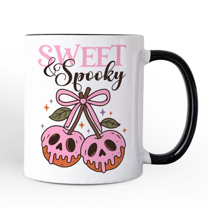 Sweet and Spooky Poison Cherries Halloween Personalized Mug, Coquette Skulls Gift with Custom Name Personalized Ceramic Mug OrnamentallyYou White - Black Non-Custom