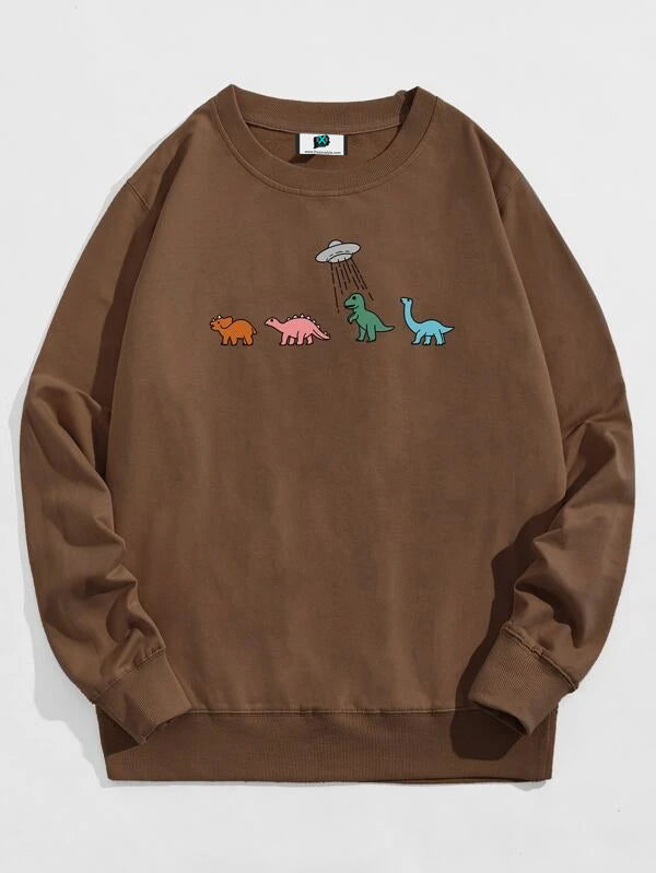 SXV  'Dianousures Gang’ Printed Cool Aesthetic Drop Shoulder Oversized Sweatshirt