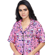 SXV Women's Cotton Printed Night Suit Pyjama Set : Makeup (Lowest price - non returnable)