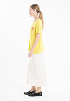 T-shirt col rond cachemire jaune fluo brodé femme - KELLY 15
